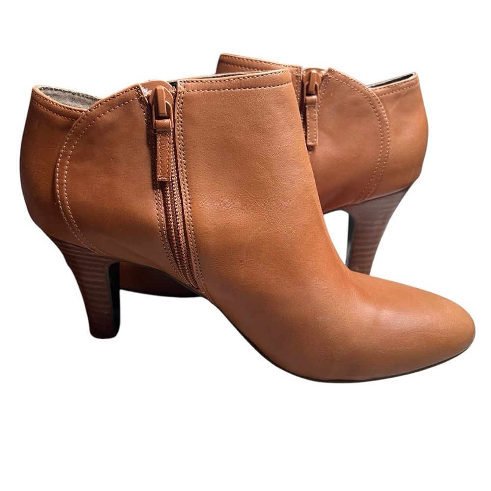 Banana Republic Booties Women's 9M Ankle Heeled Side Zipper Leather Brown‎
